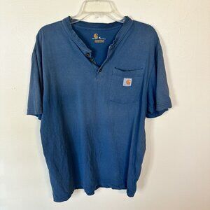 Carhartt Mens Henley Pocket T Shirt Medium Cotton Blue Red Lot of 3
